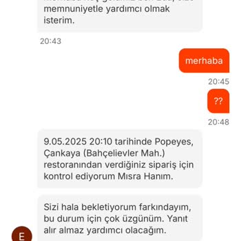 Popeyes Beşevler Şubesi Sürekli Eksik Ürün Gönderiyor, Müşteri Hizmeti Yetersiz