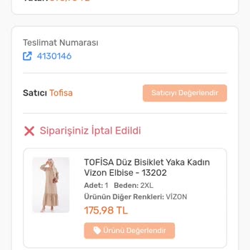 Tofisa İptal Edilen Siparişim İçin Para İadesi Yapılmıyor, Müşteri Hizmetleri İlgisiz