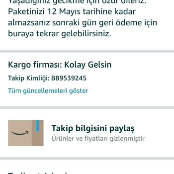 Amazon'da Hızlı Kargo Seçeneğine Rağmen Teslimat Gecikmesi Ve Takip Sorunu