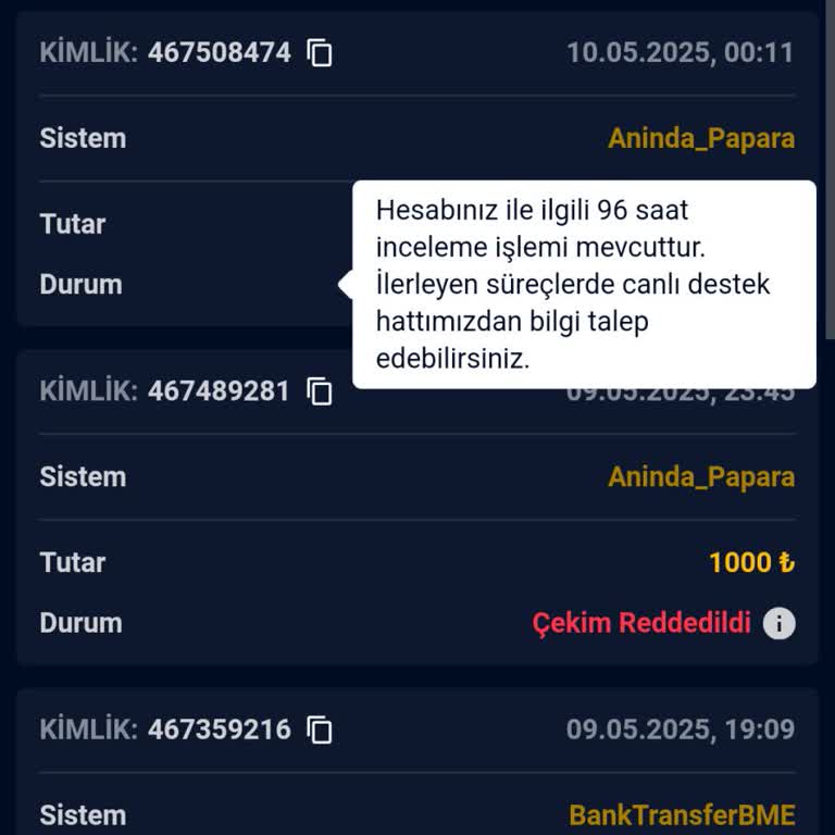 Çekim İşlemim İncelemeye Alındı, Mağdur Edildim