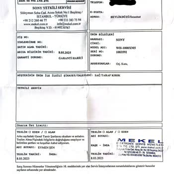 Sony Kulaklık Garanti Süresi Uzatıldığı Halde Teknik Servis Ücret Talep Etti