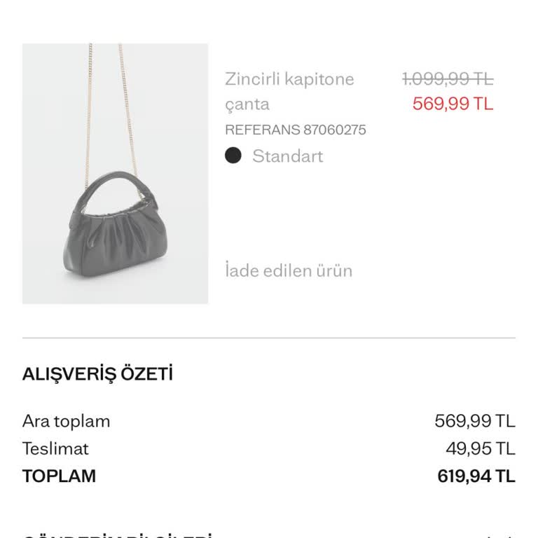 Mango'dan İade Edilmeyen Ücret