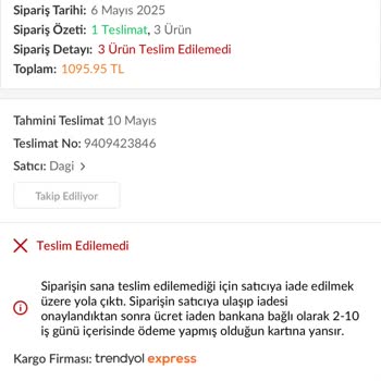 Dağıtıma Çıkan Siparişim Trendyol Tarafından İptal Edildi, Ürünlerim Teslim Edilmedi
