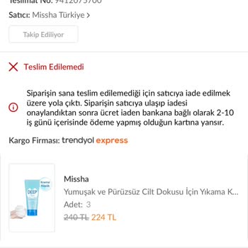 Dağıtıma Çıkan Siparişim Trendyol Tarafından İptal Edildi, Ürünlerim Teslim Edilmedi