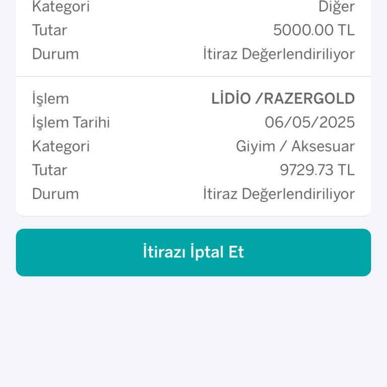 Bana Ait Olmayan Kredi Kartı Harcaması Provizyonda Görünüyor