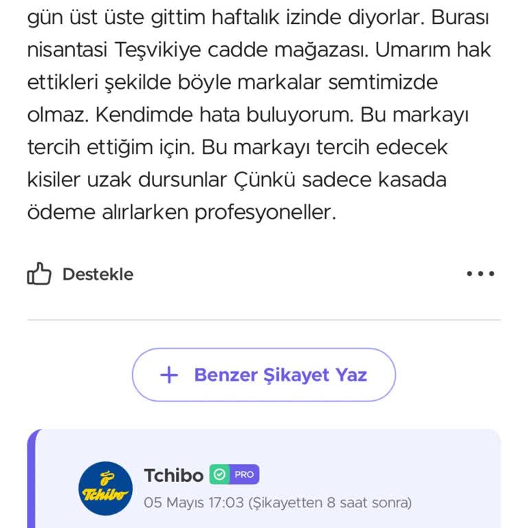 Tchibo Müşteri Temsilcilerinden Yetersiz Destek Ve İlgisizlik