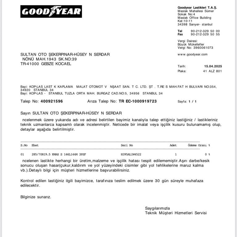 Goodyear Lastiğinde Garanti Sorunu Ve Kullanıcı Hatası İddiası