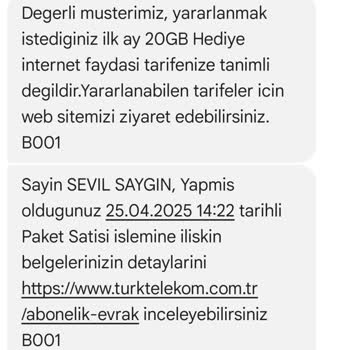 Türk Telekom'dan Taahhüt Edilen 20 GB Hediyesi Tanımlanmadı