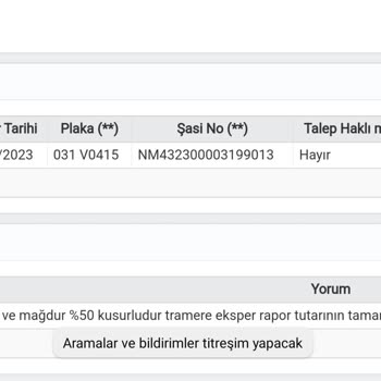 Hasar Kaydı Olmamasına Rağmen 36000 TL Hasar Kaydı Görünüyor