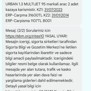 Hasar Kaydı Olmamasına Rağmen 36000 TL Hasar Kaydı Görünüyor