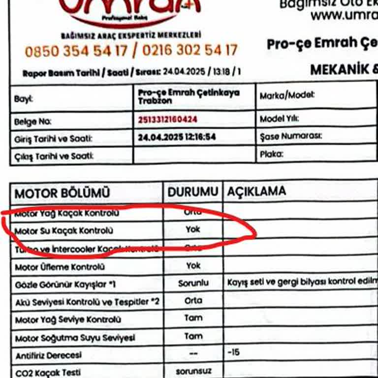 Ekspertiz Raporu Sonrası Ortaya Çıkan Motor Arızası Mağduriyeti