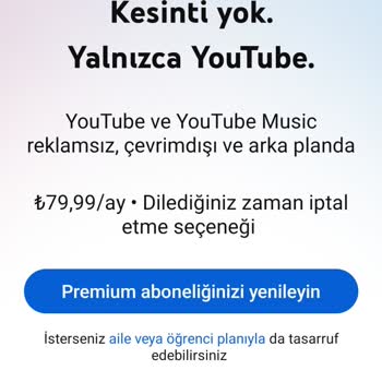 Ödediğim Youtube Premium Hizmetini Kullanamıyorum, Paramı İade Edin!