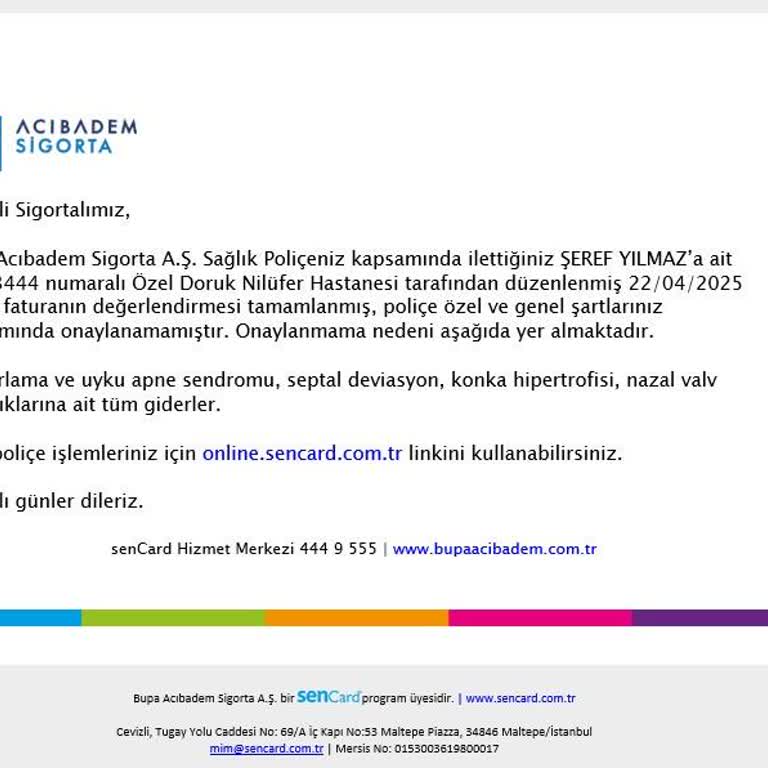 Tamamlayıcı Sağlık Sigortam Kabul Edilmedi, Ekstra Ücret Alındı