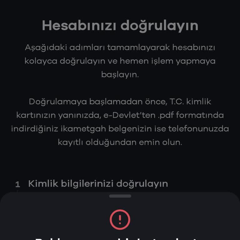 Doğrulama Hatası Nedeniyle Hesap Riskte