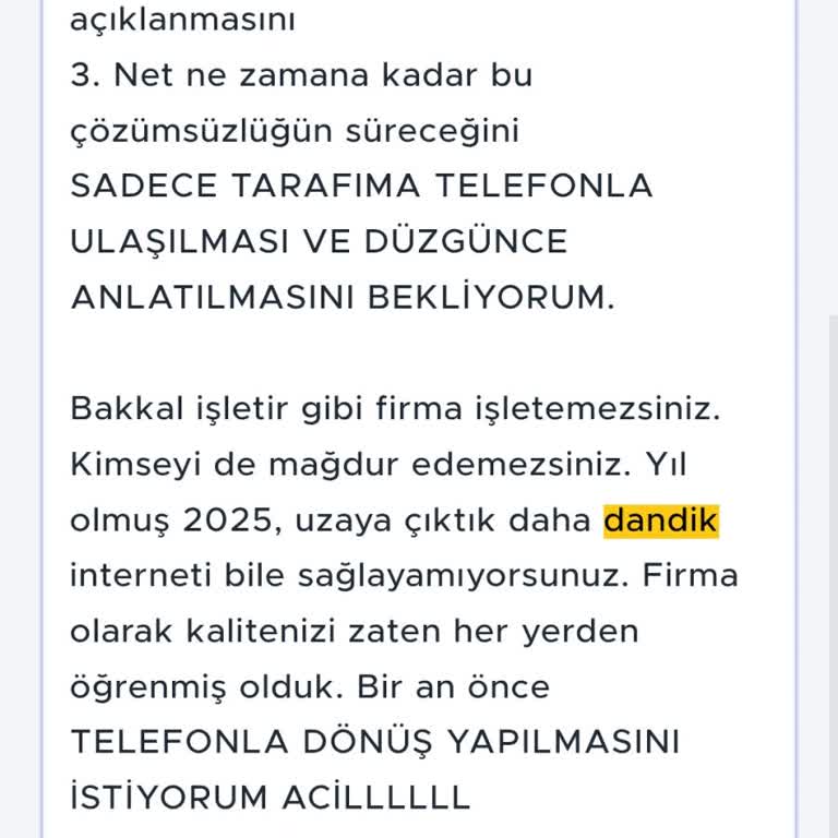 24 Saatten Fazla Süren İnternet Kesintisi Ve Yetersiz Müşteri Hizmeti