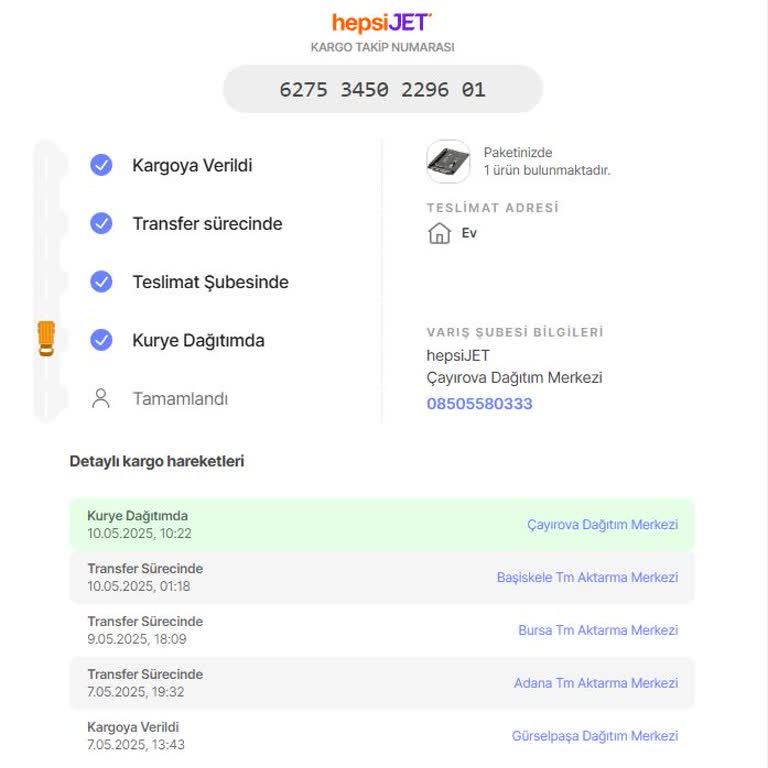 Hepsijet Çayırova Dağıtımında Teslimat Ve İletişim Sıkıntısı Yaşadım