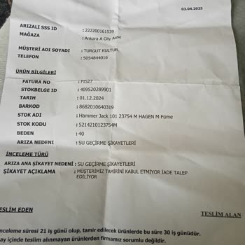 Aldığımız Bot Su Aldı, İade Veya Değişim Talebimiz Reddedildi