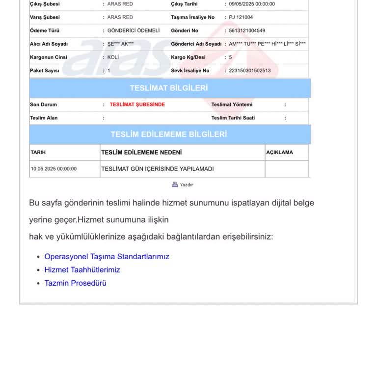 Aras Kargo Anneler Günü'nde Teslimat Mağduriyeti Yaşattı