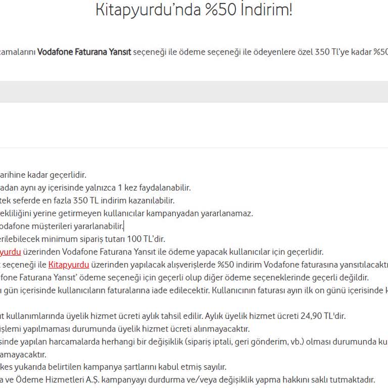 Vodafone Pay Kitapyurdu İndirimi Faturama Yansıtılmadı!