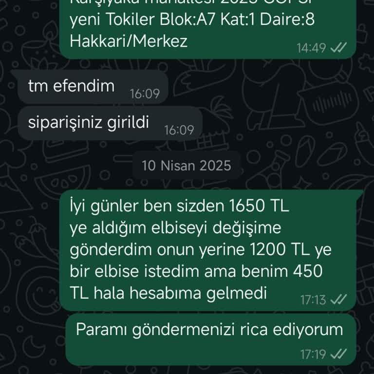 Elbise Değişiminde Para İadesi Yapılmadı