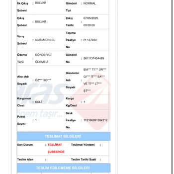 Aras Kargo Kargomu Teslim Etmiyor, Yanıltıcı Bilgi Veriyor