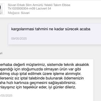 Sipariş Verilen Takım Elbise Gönderilmedi, Bilgilendirme Yapılmadı