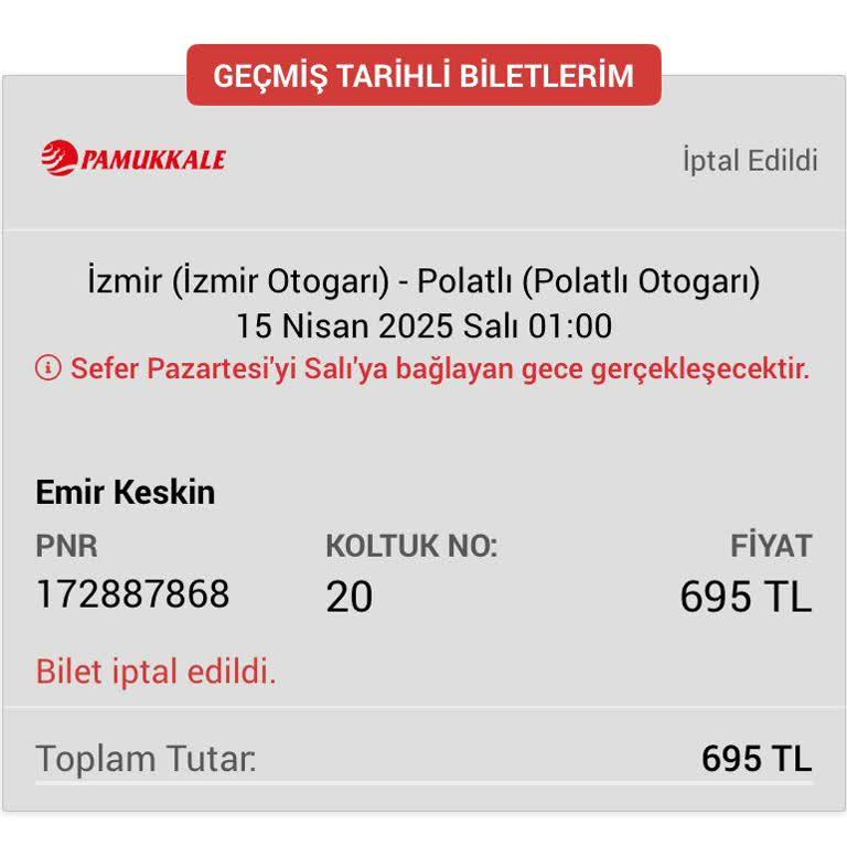 Bilet İptali Sonrası Param İade Edilmedi, Müşteri Hizmetleri Yanıt Vermiyor