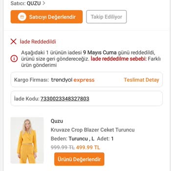 Yanlış Renkli Ürün, Hatalı İade Süreci Ve Hesap Askıya Alma Nedeniyle Mağduriyet
