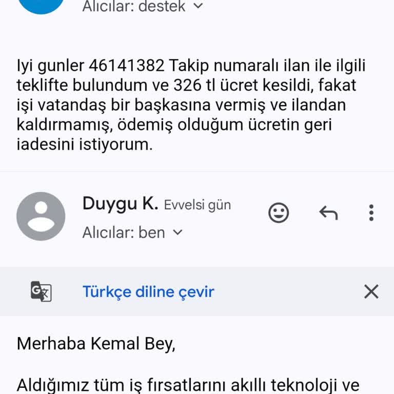 Teklif Verilen İlan Kaldırılmadan Ücret Kesildi, İade Yapılmadı