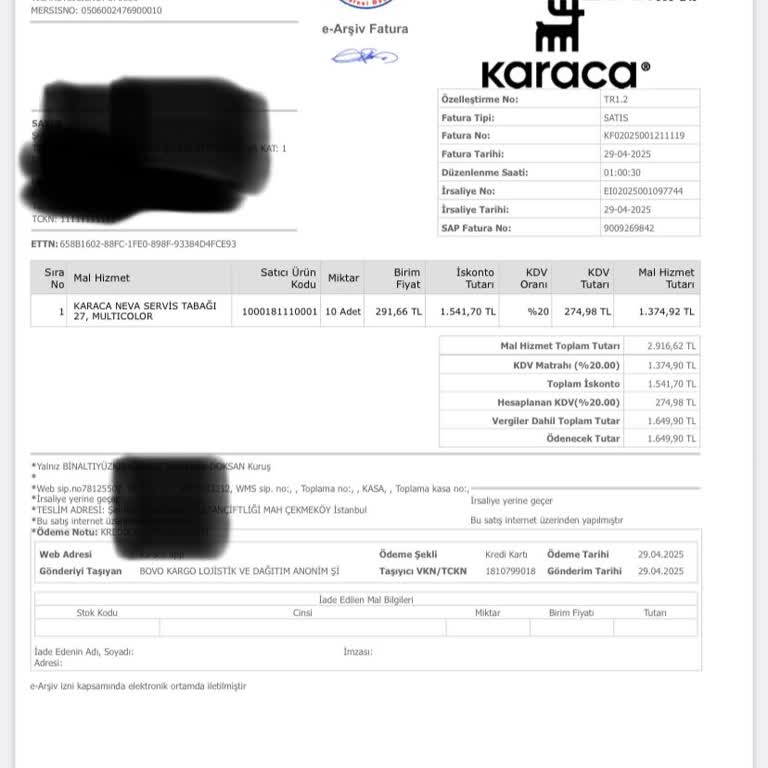 Karaca Kırık Tabaklar İçin Çözüm Sunmadı Müşteri Hizmetleri Yetersiz