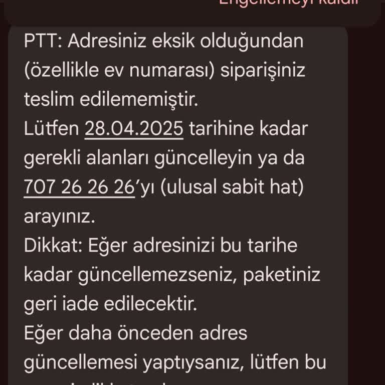 PTT Adına Gelen Şüpheli Mesaj Hakkında Uyarı