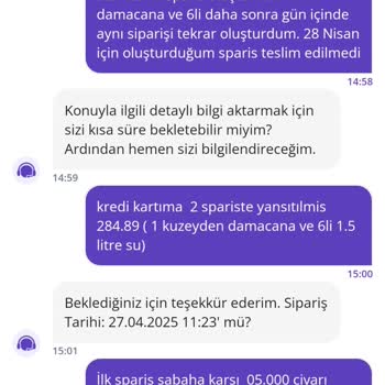 Getir Su Siparişim İptal Edildi, Ücret İadesi Yapılmadı