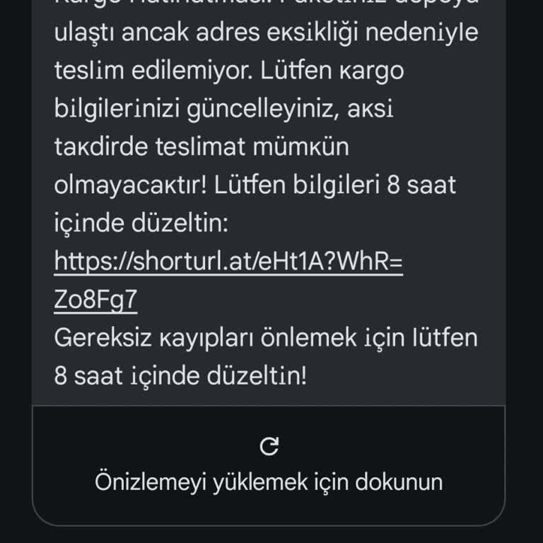 Bilgim Dışında PTT Expres Kargo Adıyla Toplu Mesaj Gönderilmesi