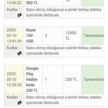Yükleme Yaptım, E-Pinlerim Teslim Edilmedi!