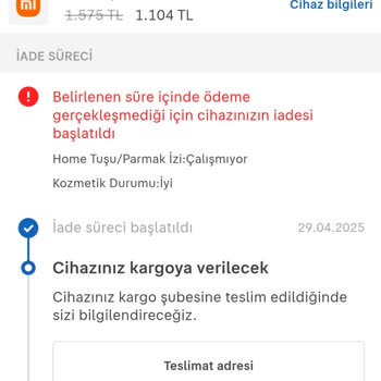 Satılan Telefonumun Ücreti Ve İadesi Gerçekleşmedi