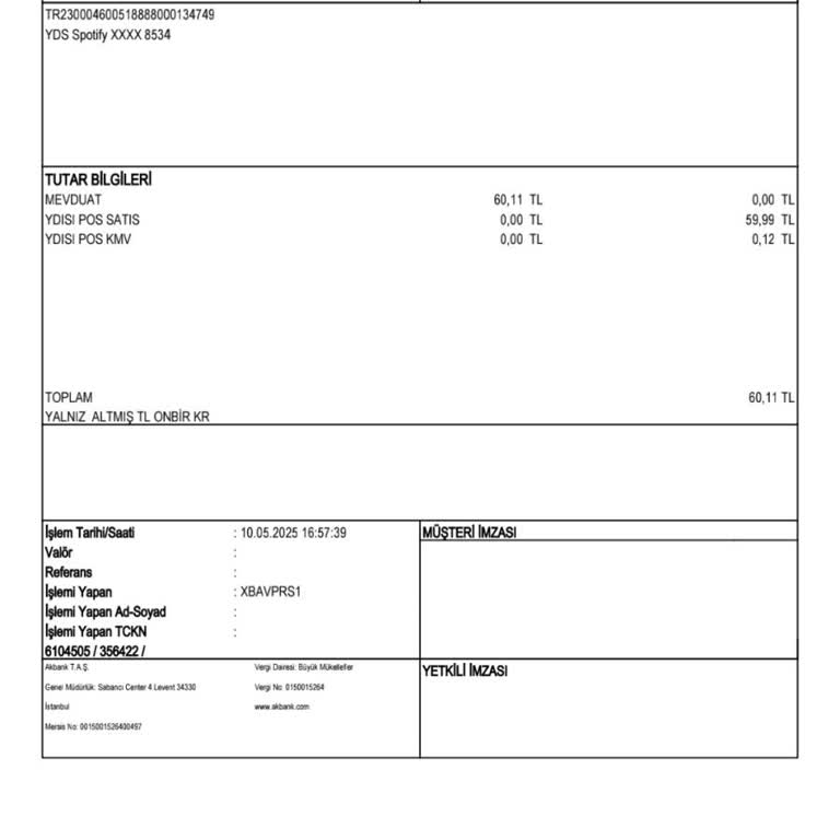 Haberim Olmadan Akbank Hesabımdan YDS Spotify Adına Para Çekildi