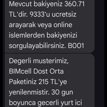 Bimcell Paket Yenileme Ve Müşteri Hizmetleri Sorunu