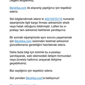 Bershka Siparişim 3 Haftadır Teslim Edilmedi