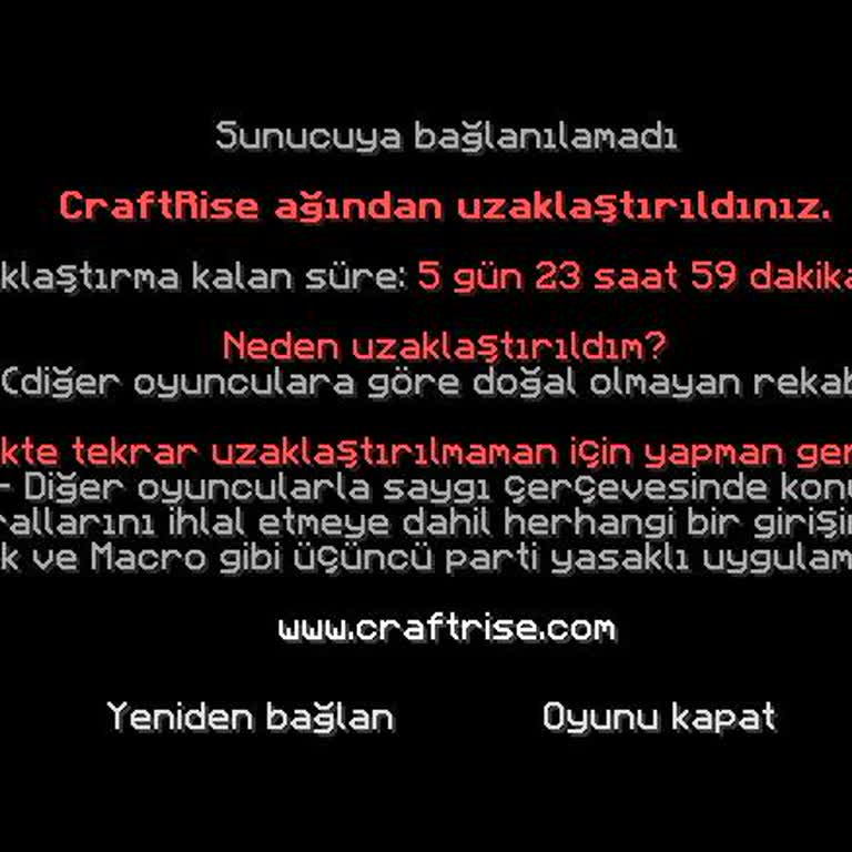 Craftrise Haksız Banlama Ve Oyuncu Deneyiminde Sorun