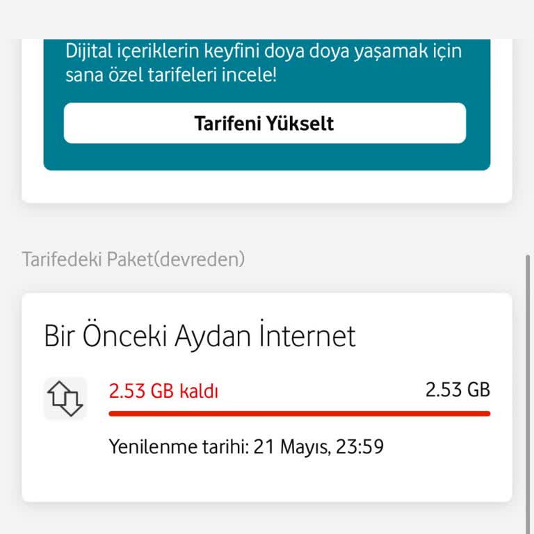 Vodafone Hediye İnternet Paketi Ana Kotamdan Düşüyor Hayal Kırıklığı Yaşıyorum