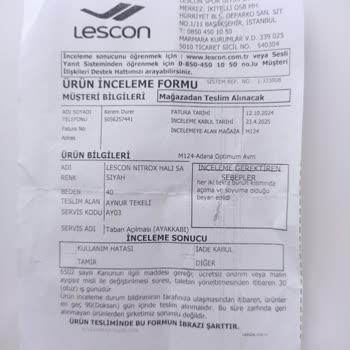 Lescon Ayakkabıda Kısa Sürede Deformasyon Ve Müşteri Memnuniyetsizliği