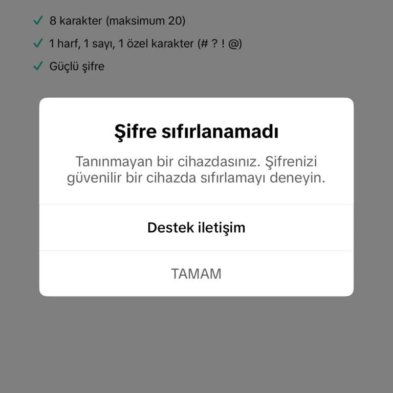TikTok Girişte Güvenilir Olmayan Cihaz Uyarısı Alıyorum