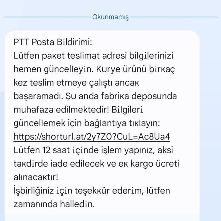 PTT Kargo Adıyla Gelen Sahte Mesaj Endişesi
