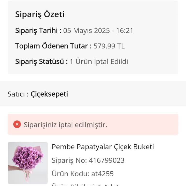 Anneler Günü Çiçeği Son Anda Teslim Edilmedi, Hayal Kırıklığı Yaşadım
