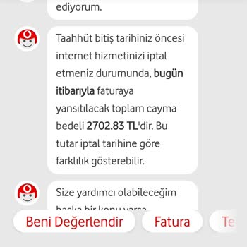 Vodafone Net Cayma Ücretlerindeki Sürekli Artış Ve Yüksek Tutarlar Hakkında Şikayet