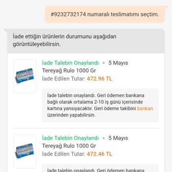 Küflü Tereyağı Ve Eksik İade İşlemiyle Mağduriyet Yaşadım