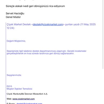 Anneler Günü Siparişi Teslim Edilmedi, Firma İletişime Cevap Vermiyor