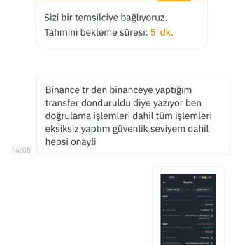 Binance TR'den Binance'ye Transferim Donduruldu, Destek Bulamıyorum