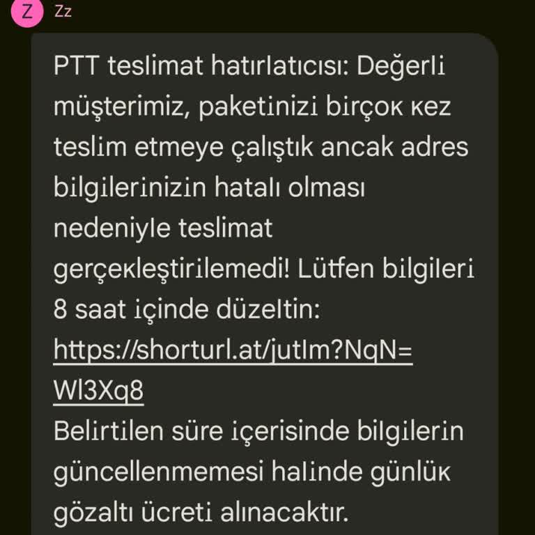 Hatalı İletişim Bilgisi Ve Yanıltıcı Kargo SMS'i Hakkında Destek Talebi