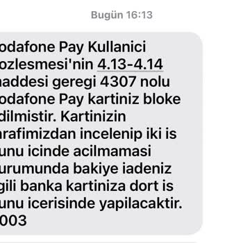 Vodafone Pay Kartıma Haksız Bloke Ve İade Sorunu Yaşadım